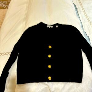 Veronica beard black cardigan with gold buttons